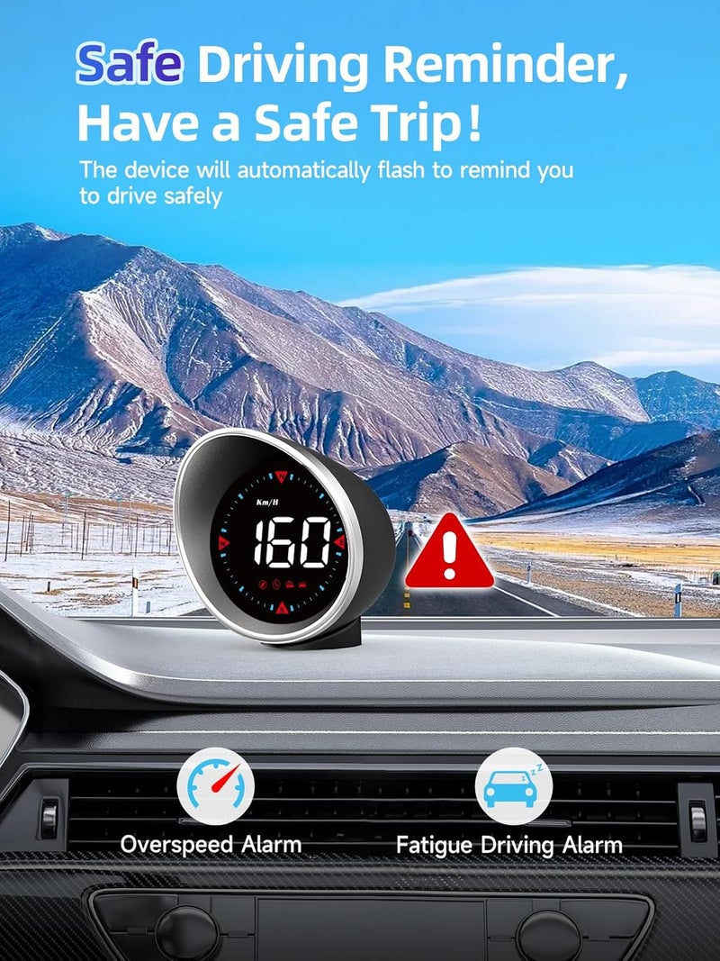 MOMAN Heads Up Display for Cars HS1, Car HUD Speedometer MPH KM/H Compass Direction USB Cable Plug & Play Over Speed Alert Fatigue Driving Reminder for Most Vehicles - Image 2